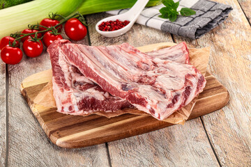 Raw pork ribs for cooking
