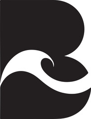 Letter b logo with wave isolated on white background for branding and design