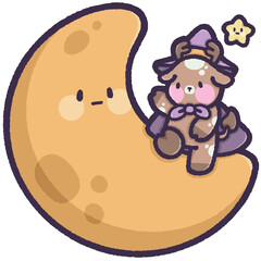 Witch deer on the moon with little star