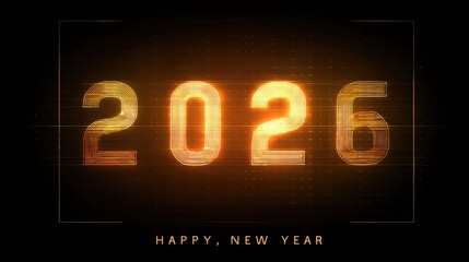 "2026 New Year Celebration | Futuristic Glowing Numbers, Happy New Year 2026 Design with Digital Effect"