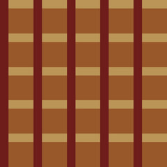 A seamless plaid or grid pattern in warm, earthy tones. The background features wide bands of medium brown/terracotta, overlaid with darker, contrasting lines of deep red/burgundy forming the grid