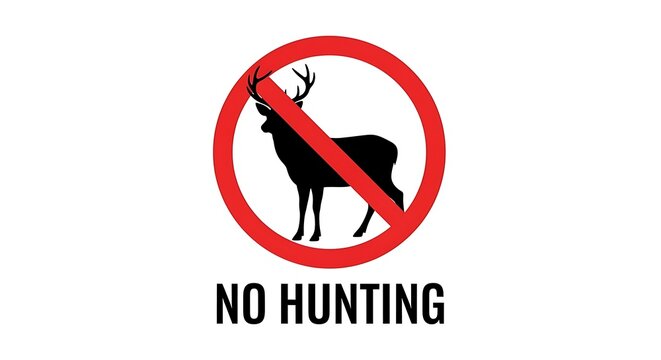 No hunting deer sign vector illustration for hunting season ban and wildlife protection area zone alert