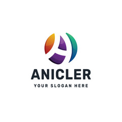 Letter A Logo, Abstract Circular Symbol with Gradient Segments