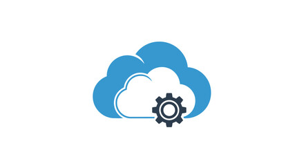Cloud computing technology concept with gear icon symbolizing data processing and storage vector