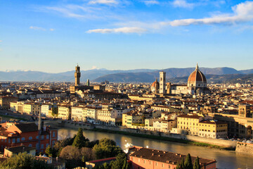 Florence and Arno River at sunset from Piazzale Michelangelo