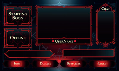Set of Dark Fantasy User Interface Elements. Fantasy magic stream overlay. Vector Illustration EPS10