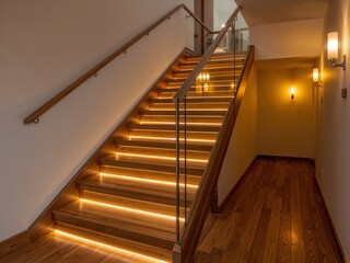 Modern staircase with integrated led lighting