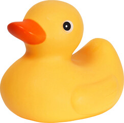 Yellow rubber duck isolated on white background