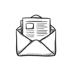 Hand Drawn Newsletter Icon, Email Marketing Symbol
