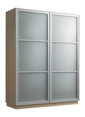 A minimalist wardrobe with frosted glass panels, adding a modern touch to any living space.