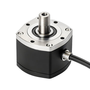 Rotary encoder isolated on transparent background, a precision electromechanical device