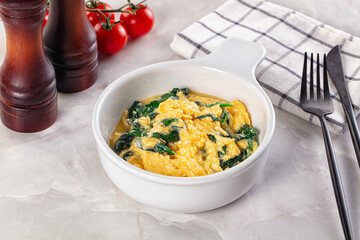 Omelette with spinach for breakfast