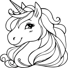 Fully Editable Black & White Unicorn