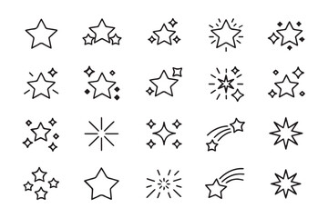star icons pack black vector set star motifs sparkles bursts shooting stars ideal for logos emblems and celebration graphics