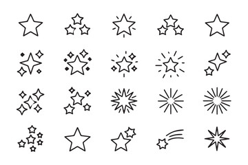 star icon set designs vector collection simple and decorative starburst shooting star silhouettes for ui and print
