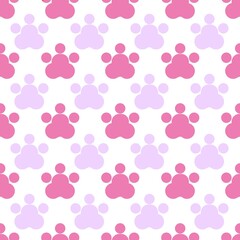 seamless pattern with pink and purple paw pattern background with doodle style. Pink and purple paw print seamless pattern with kawaii design. 