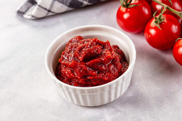 Red organic fresh tomato paste