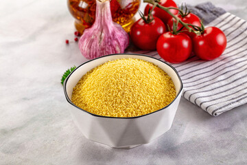 Vegan cuisine - raw dry couscous