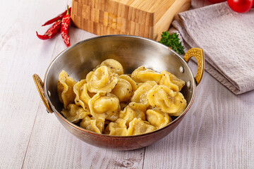 Tasty Russian dumplings with meat