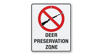 Deer hunting ban area sign preservation zone wildlife protection rules and regulations guide roadsign