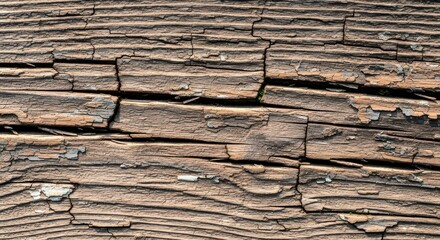 Weathered Wood Texture: Cracked, Peeling Paint, Rustic, Natural, Close-up Detail.