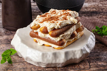 Delicous Tiramisu cake with cream