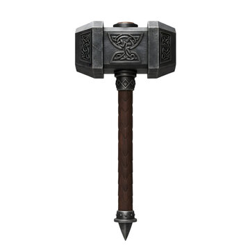 Ornate War Hammer: Medieval Weapon Design isolated on transparent background
