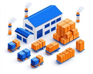 Fototapeta premium Isometric infographic of factories switching logistics providers