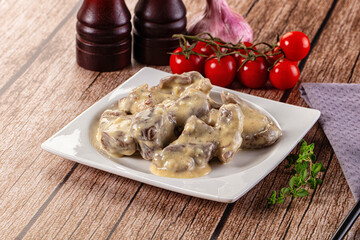 Beef stroganoff stew meat with cream