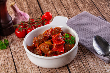 Stew Hungarian goulash with beef and vegetables
