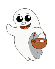 Halloween Cute Ghost Mascot Character on White