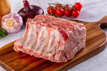 Raw pork loin with bone