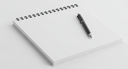 A spiralbound notepad sits with a black pen placed on top