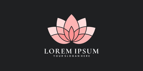 Elegant pink lotus flower logo design, minimalist floral emblem
