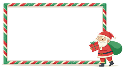 Santa Claus with Gift and Bag Border Frame Christmas