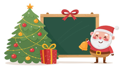 Santa Claus with Christmas Tree and Blackboard bell