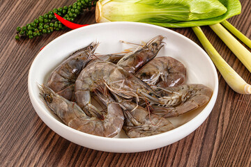 Raw wild prawns heap for cooking