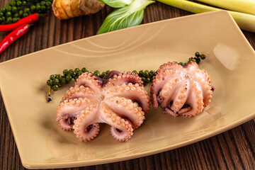 Gourmet Boiled octopus in the bowl © Andrei Starostin