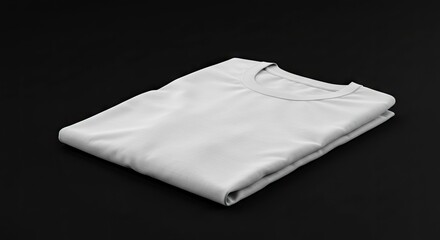 Folded white tshirt on a black surface