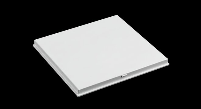 A white square metal access panel is centrally placed on a black backdrop