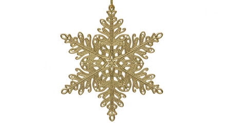Golden snowflake ornament isolated on transparent background for christmas decoration