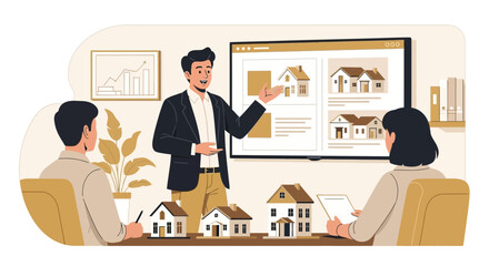 Presentation of real estate options to potential buyers by a property agent
