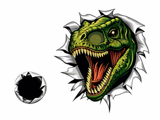 Green Tyrannosaurus Rex Monster Hole-Rip Design