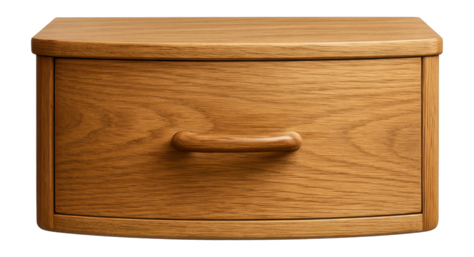 Natural oak wooden drawer, ideal for a rustic bedroom setting.