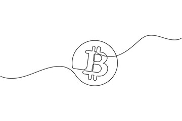 Obraz premium Bitcoin continuous one line drawing minimalist style cryptocurrency symbol illustration