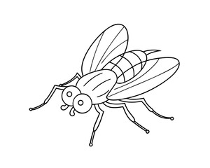 A funny cartoon vector illustration of a bee flying on a white background