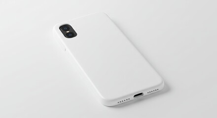 White phone case on a white background showing camera lenses charging port and speaker holes
