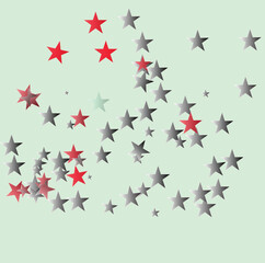 light Gray and Red Stars Pattern on Soft green Background.Abstract Red and Gray Stars on Light Pastel Background