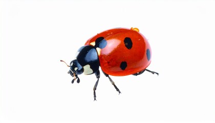 Isolated Ladybug on Bright Background an Insect with Red Shell and Black Spots Pattern