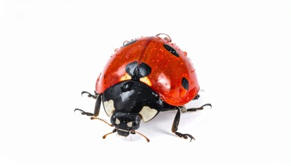 Isolated Ladybug on Bright Background an Insect with Red Shell and Black Spots Pattern